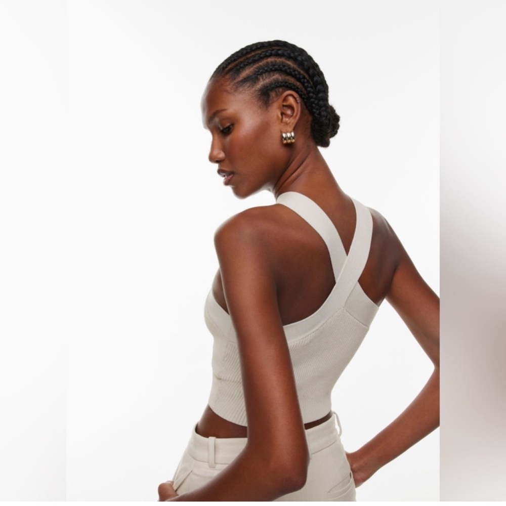 Aritzia Cream Cross-Strap Crop Top - Picture 2 of 7